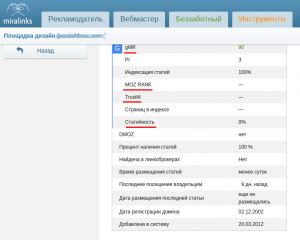 описание праметров